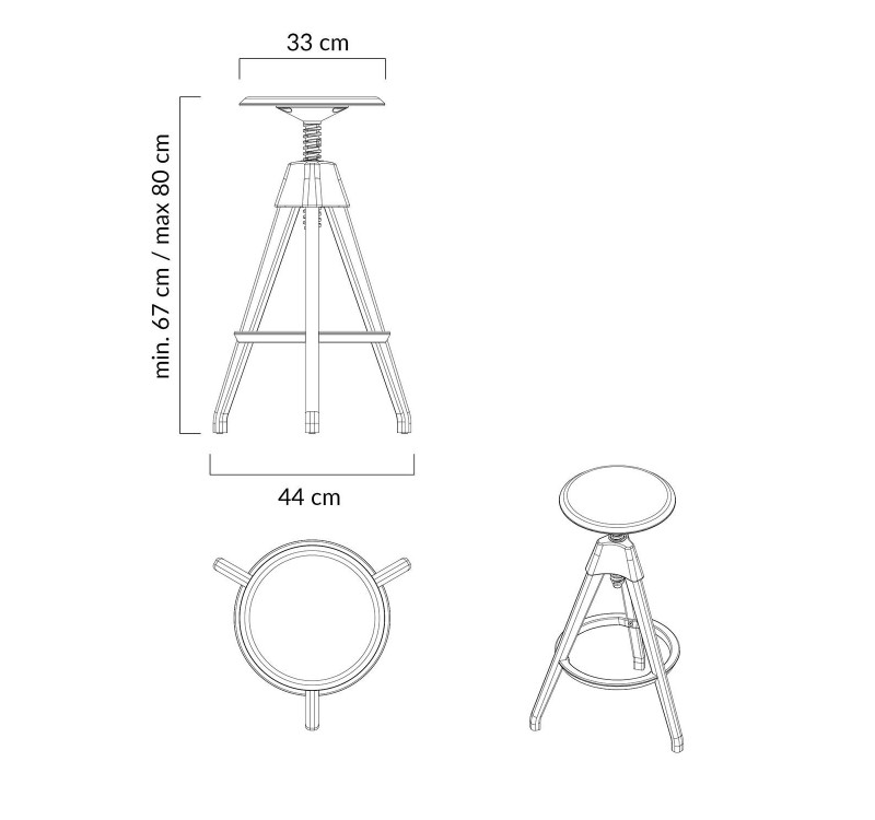 Krzesło barowe regulowane TOM czarne - polipropylen, drewno bukowe