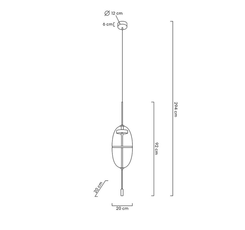 Lampa wisząca CHAPLIN 200 mosiądz - LED, szkło