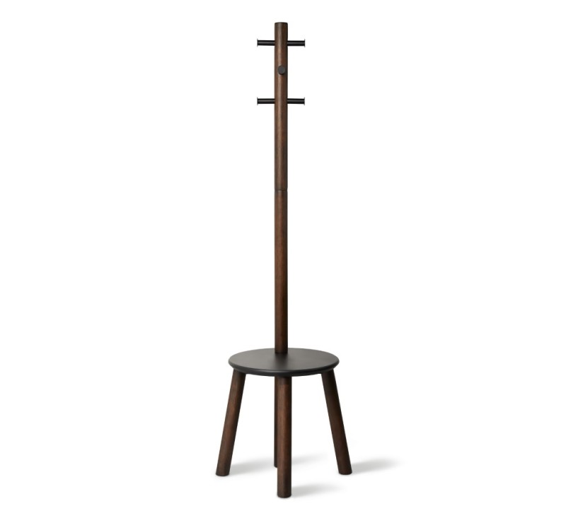 UMBRA wieszak ze stołkiem PILLAR - czarny orzech