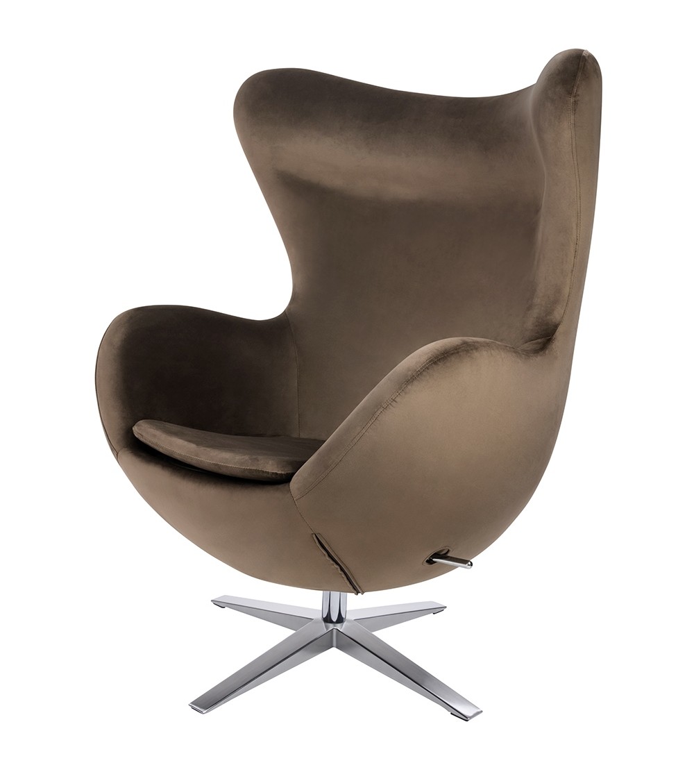 Fotel EGG SZEROKI VELVET ciemny brąz.81  - welur, podstawa stal