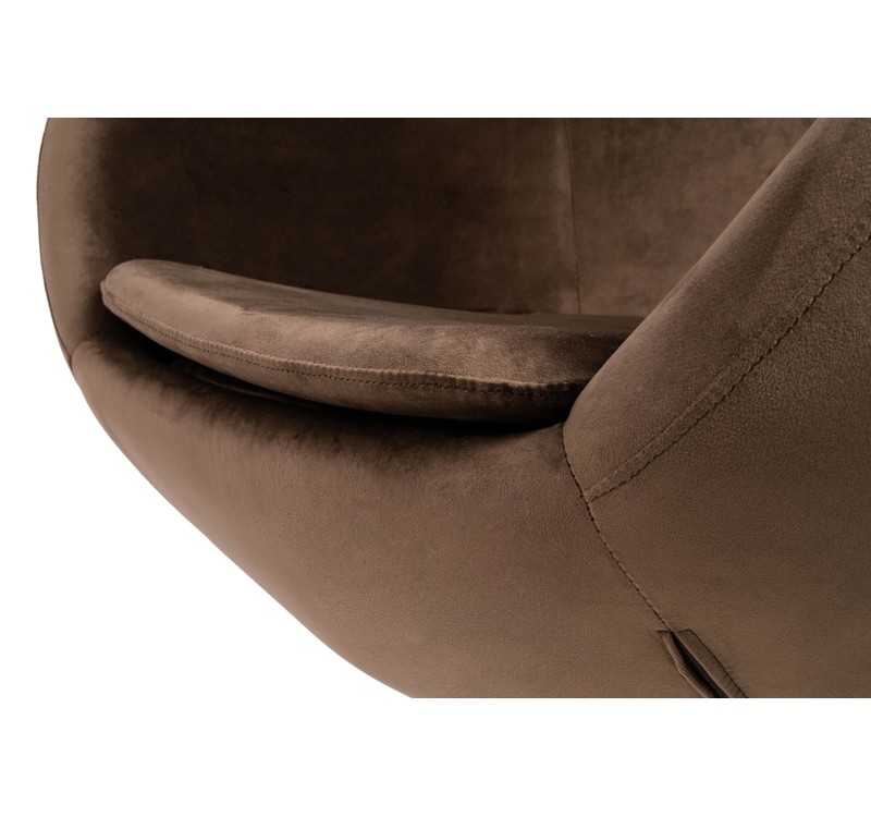 Fotel EGG SZEROKI VELVET ciemny brąz.81  - welur, podstawa stal