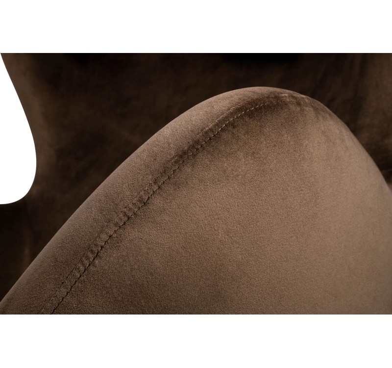 Fotel EGG SZEROKI VELVET ciemny brąz.81  - welur, podstawa stal