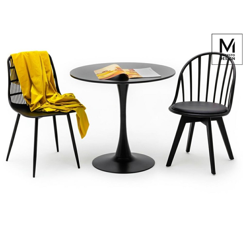 MODESTO stół TULIP FI 80 czarny - MDF, podstawa metalowa