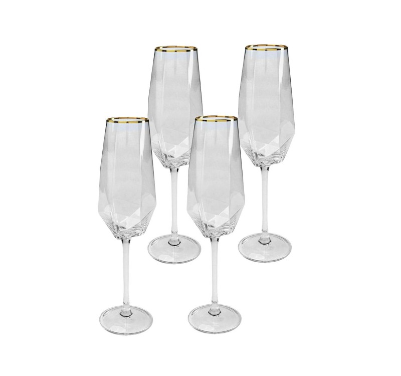KARE komplet 4 kieliszków do szampana     DIAMOND RIM 360 ml