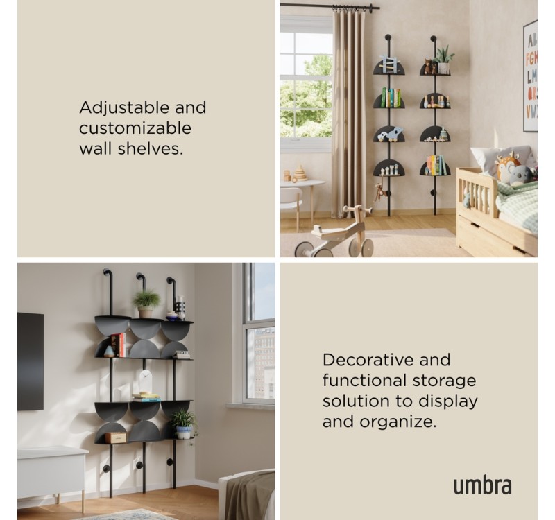 UMBRA regulowane półki ścienne SOLIS      czarne