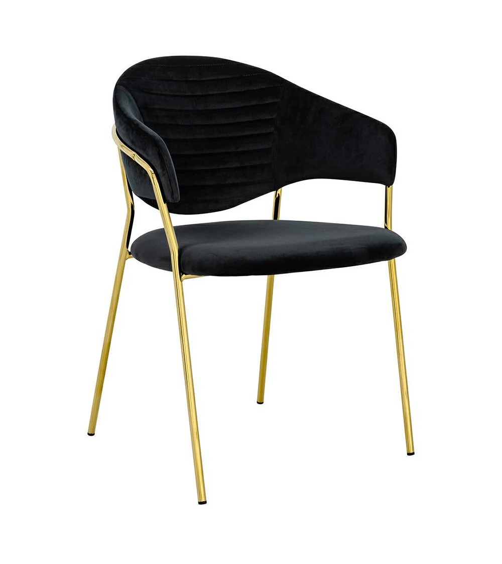 Krzesło NAOMI czarny - welur, podstawa złota