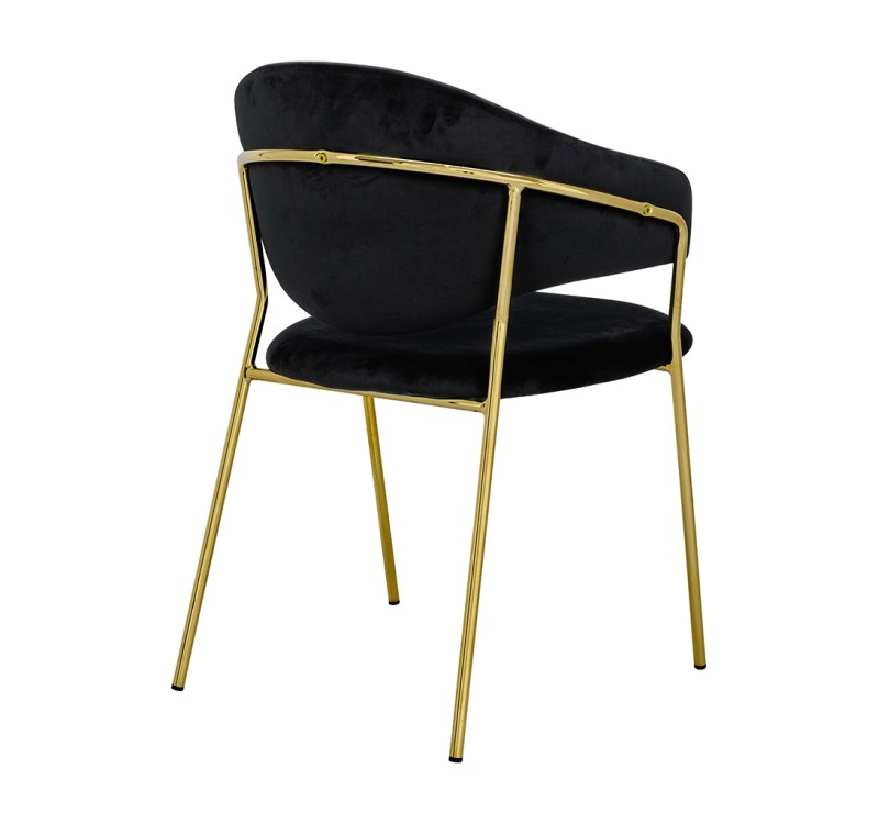 Krzesło NAOMI czarny - welur, podstawa złota