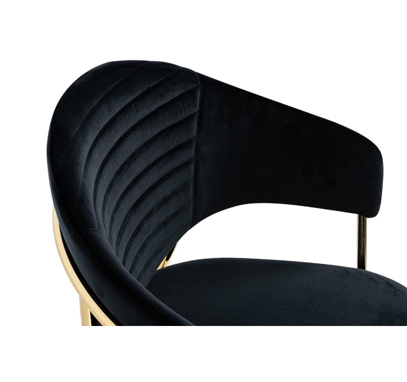 Krzesło NAOMI czarny - welur, podstawa złota