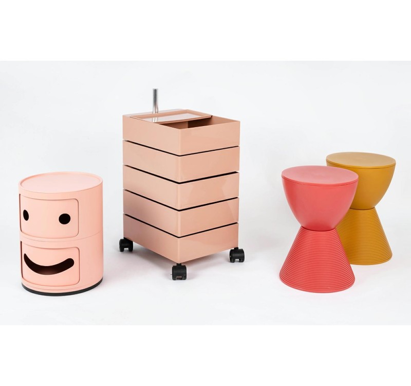 Stołek TAMBURO pastelowy koralowy - polipropylen