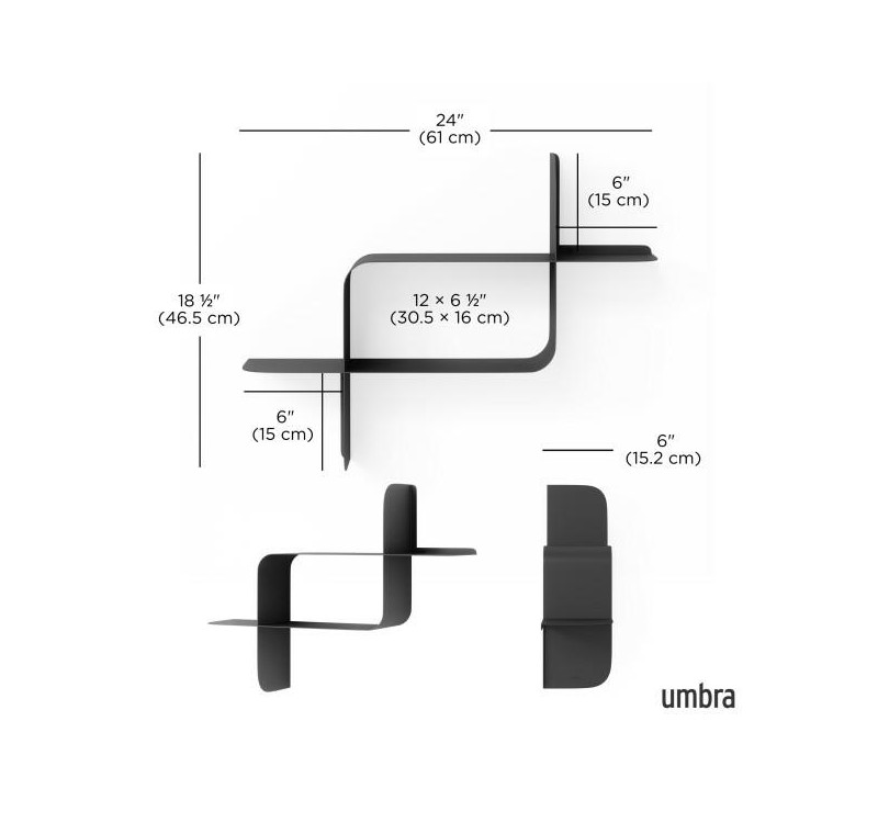 UMBRA zestaw 2 półek ściennych MONTAGE    czarny