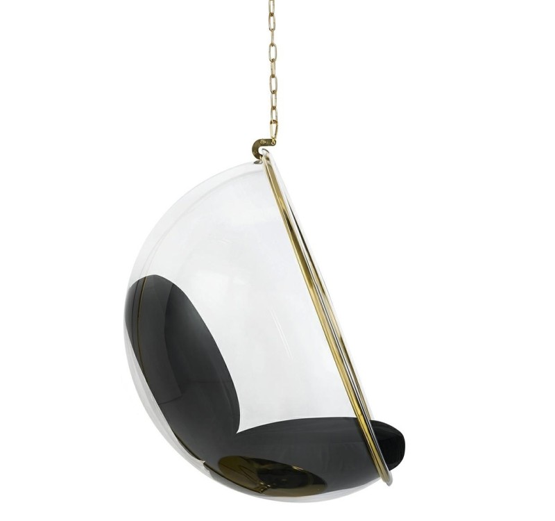 Fotel wiszący BUBBLE GOLD VELVET poduszka czarna