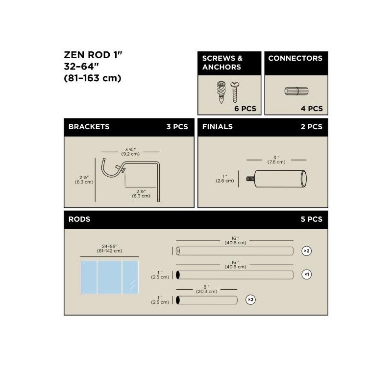 UMBRA karnisz ZEN 81 - 162 cm srebrny