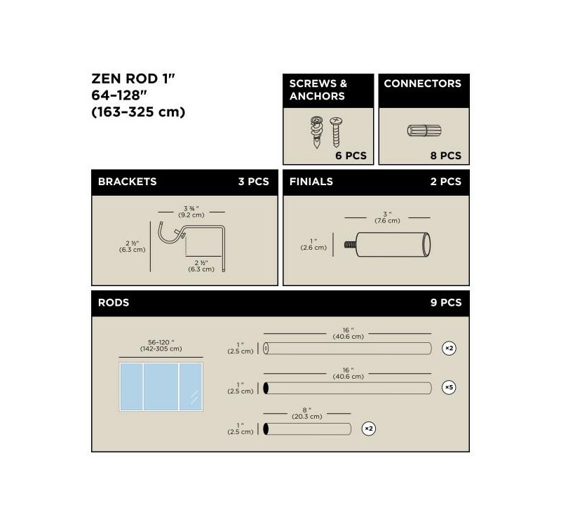 UMBRA karnisz ZEN 163 - 325 cm srebrny