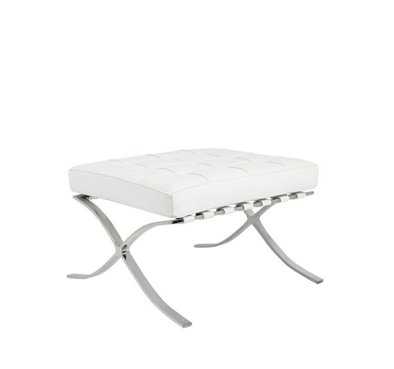 Podnóżek BARCELON PRESTIGE PLUS biały - włoska selekcjonowana skóra naturalna, stal