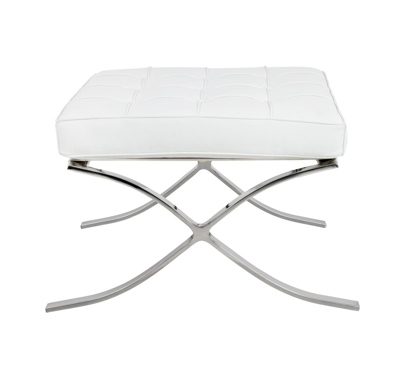 Podnóżek BARCELON PRESTIGE PLUS biały - włoska selekcjonowana skóra naturalna, stal