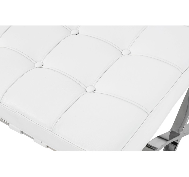 Podnóżek BARCELON PRESTIGE PLUS biały - włoska selekcjonowana skóra naturalna, stal