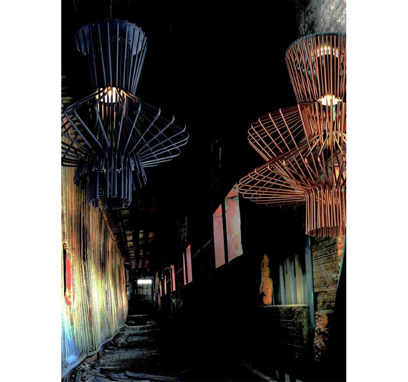 Lampa wisząca STRAW szara - stal węglowa