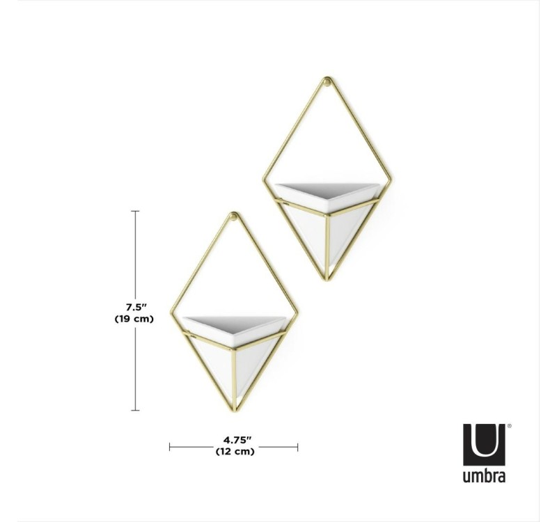 UMBRA doniczka ścienna TRIGG S 2 szt. - biały, mosiądz