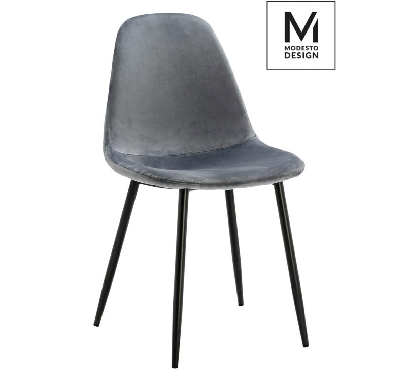 MODESTO krzesło LUCY szare - welur, metal