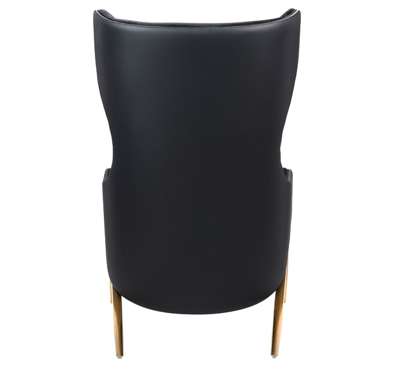 Fotel HAMPTON VELVET czarny, ekoskóra czarna - złota podstawa