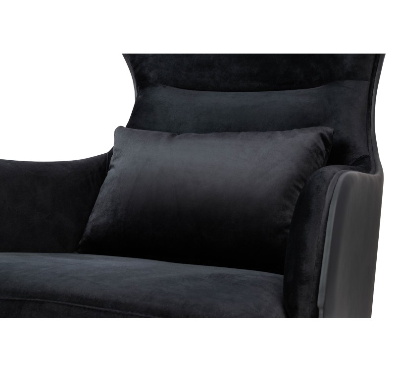 Fotel HAMPTON VELVET czarny, ekoskóra czarna - złota podstawa