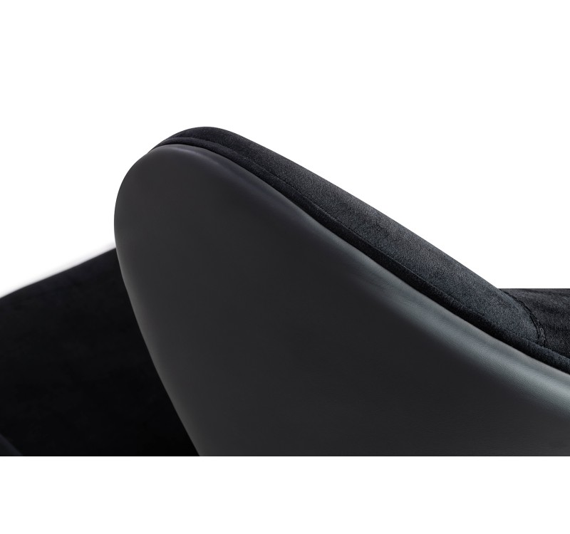 Fotel HAMPTON VELVET czarny, ekoskóra czarna - złota podstawa