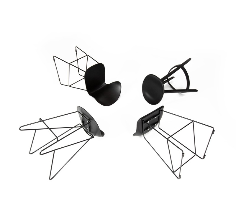 Krzesło barowe ALI czarny - polipropylen, metal