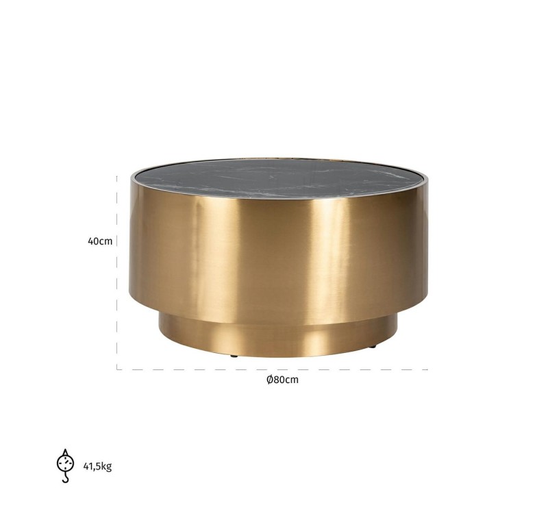 Stolik kawowy COSSAI złoty - konglomerat  imitujący marmur, stal nierdzewna