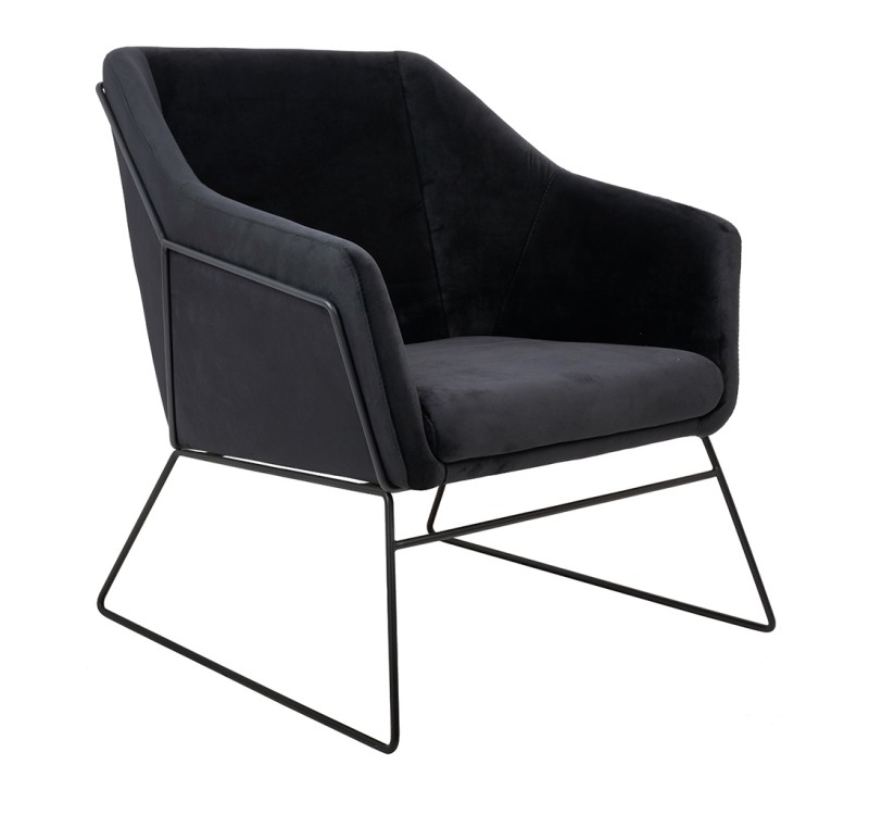Fotel EMMA VELVET czarny welur - podstawa czarna