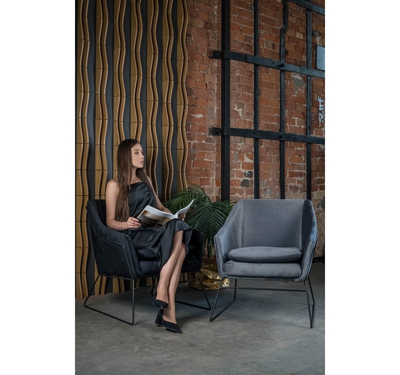 Fotel EMMA VELVET czarny welur - podstawa czarna