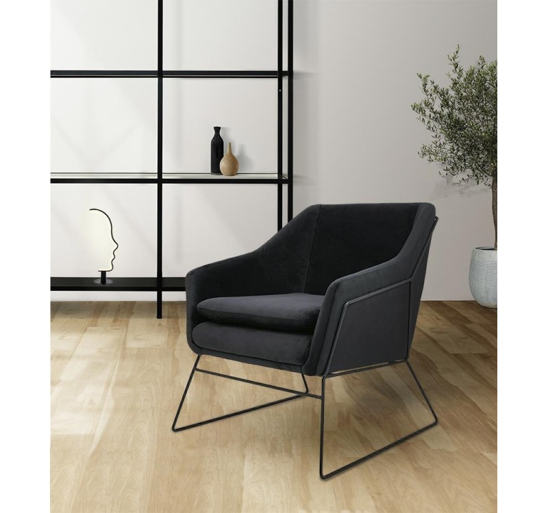 Fotel EMMA VELVET czarny welur - podstawa czarna
