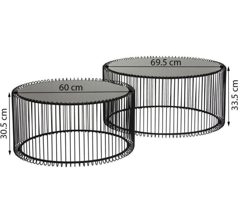 KARE zestaw stolików kawowych WIRE czarny