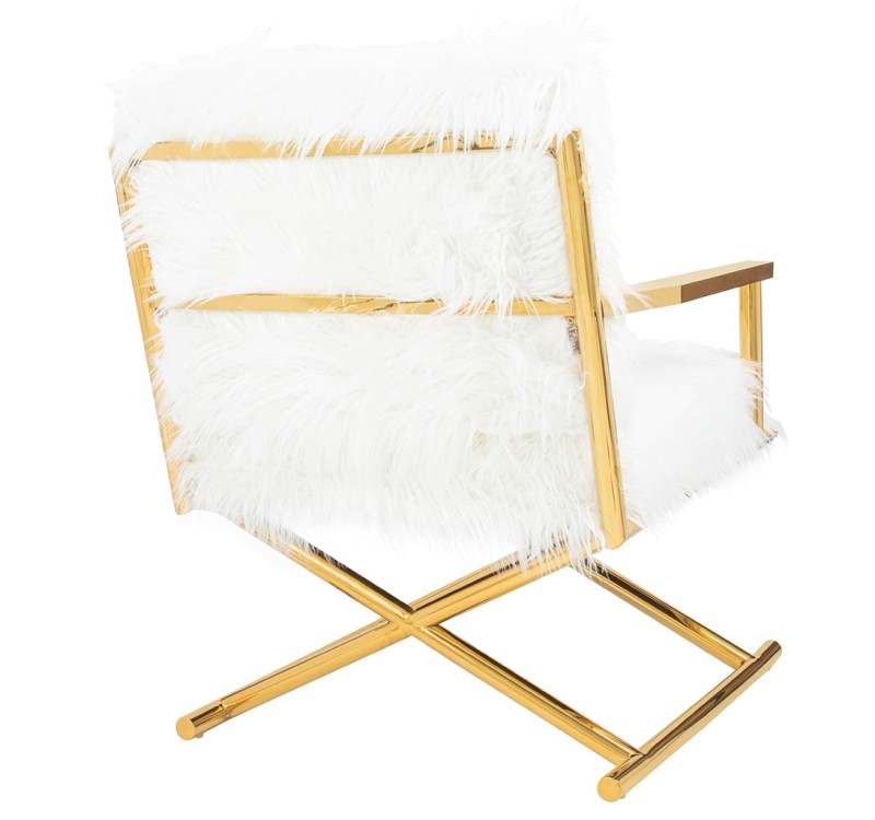 KARE fotel MR. FLUFFY biały / złoty