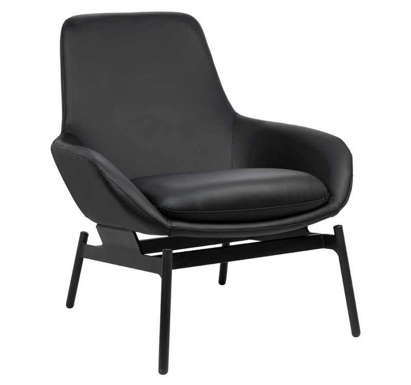 Fotel LAZY czarny ekoskóra - podstawa czarna