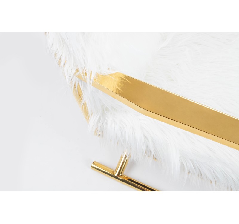 KARE fotel MR. FLUFFY biały / złoty