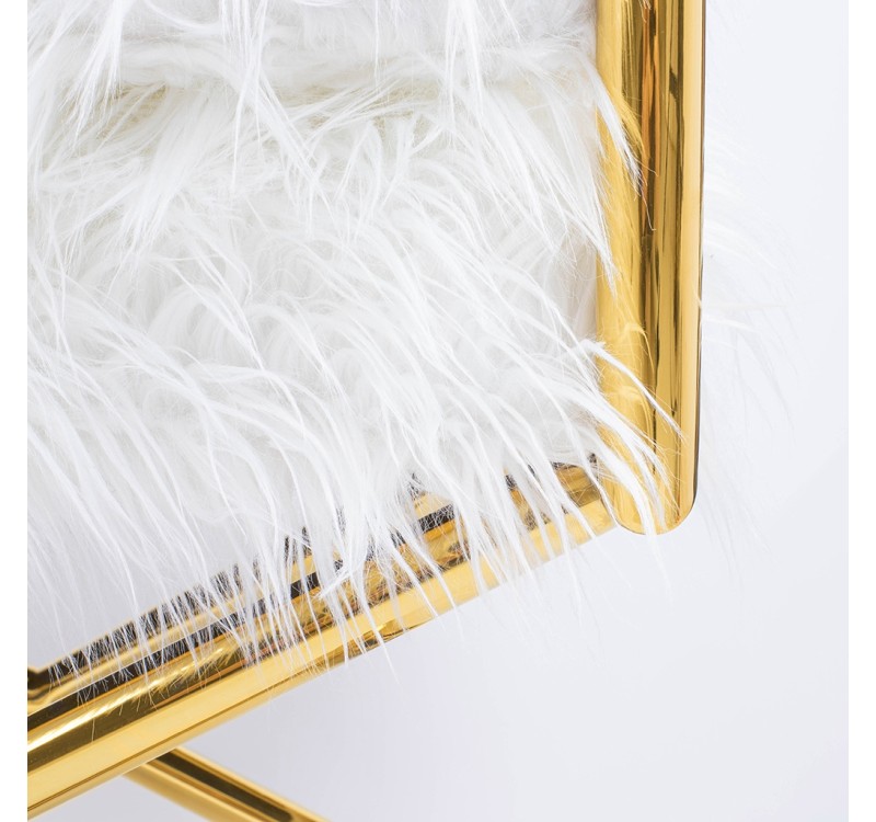 KARE fotel MR. FLUFFY biały / złoty