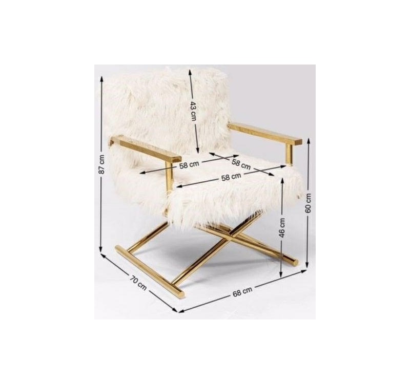 KARE fotel MR. FLUFFY biały / złoty