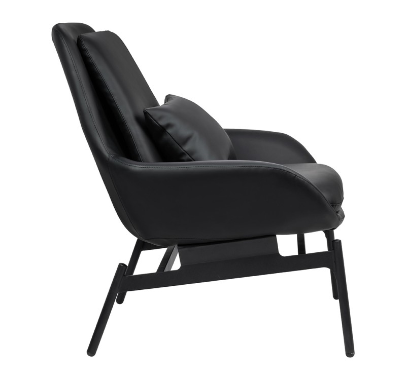 Fotel LAZY czarny ekoskóra - podstawa czarna