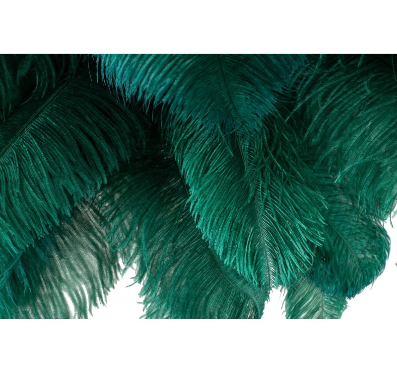 Lampa podłogowa TIFFANY 175 zielona  mosiądz / naturalne pióra