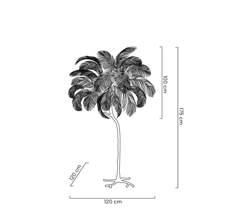 Lampa podłogowa TIFFANY 175 różowa mosiądz / naturalne pióra