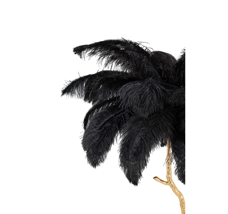 Lampa podłogowa TIFFANY 175 czarna  mosiądz / naturalne pióra