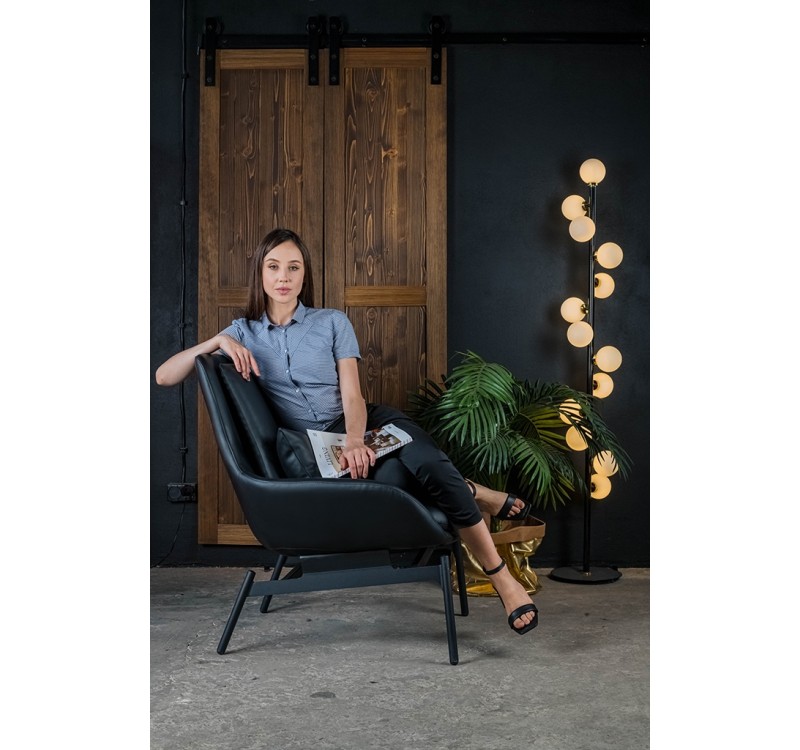 Fotel LAZY czarny ekoskóra - podstawa czarna