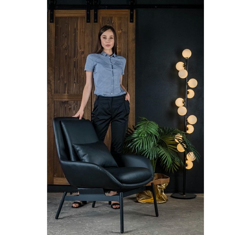 Fotel LAZY czarny ekoskóra - podstawa czarna