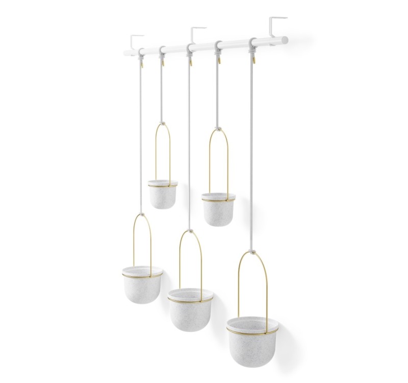 UMBRA donica wisząca TRIFLORA 5 LARGE biała / mosiądz