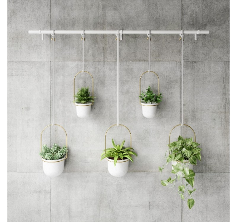 UMBRA donica wisząca TRIFLORA 5 LARGE biała / mosiądz