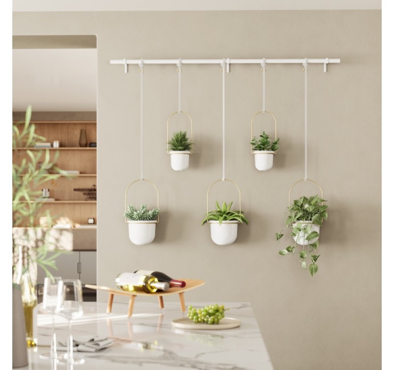 UMBRA donica wisząca TRIFLORA 5 LARGE biała / mosiądz