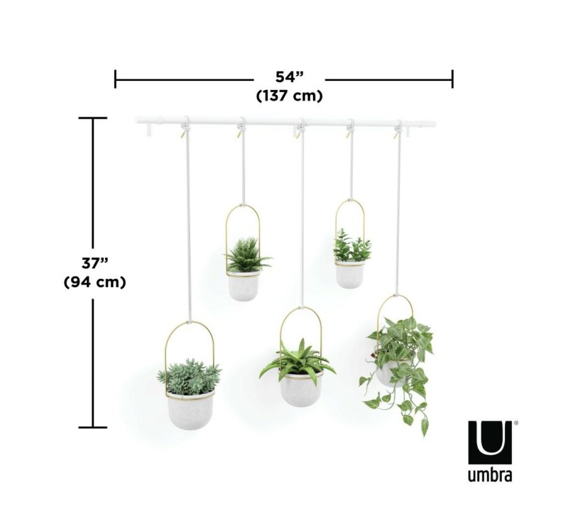 UMBRA donica wisząca TRIFLORA 5 LARGE biała / mosiądz