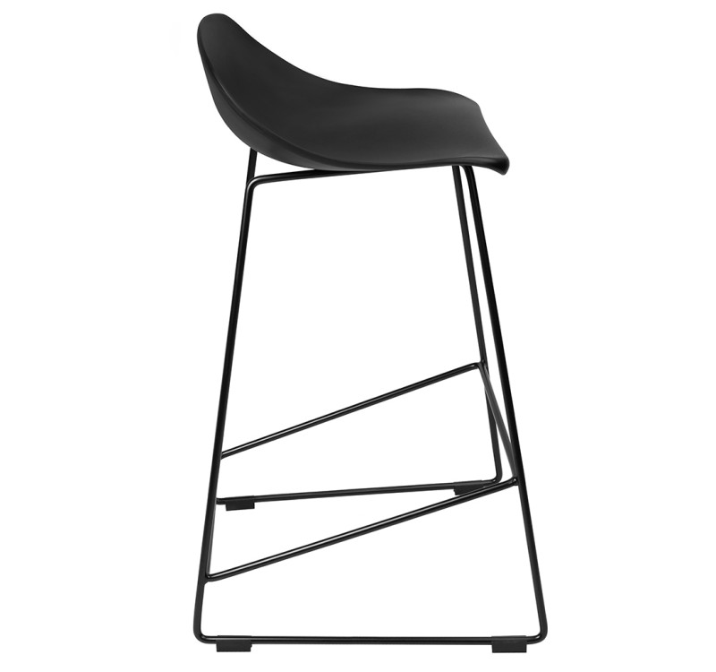 Krzesło barowe ROLF czarne 66 cm - polipropylen, metal
