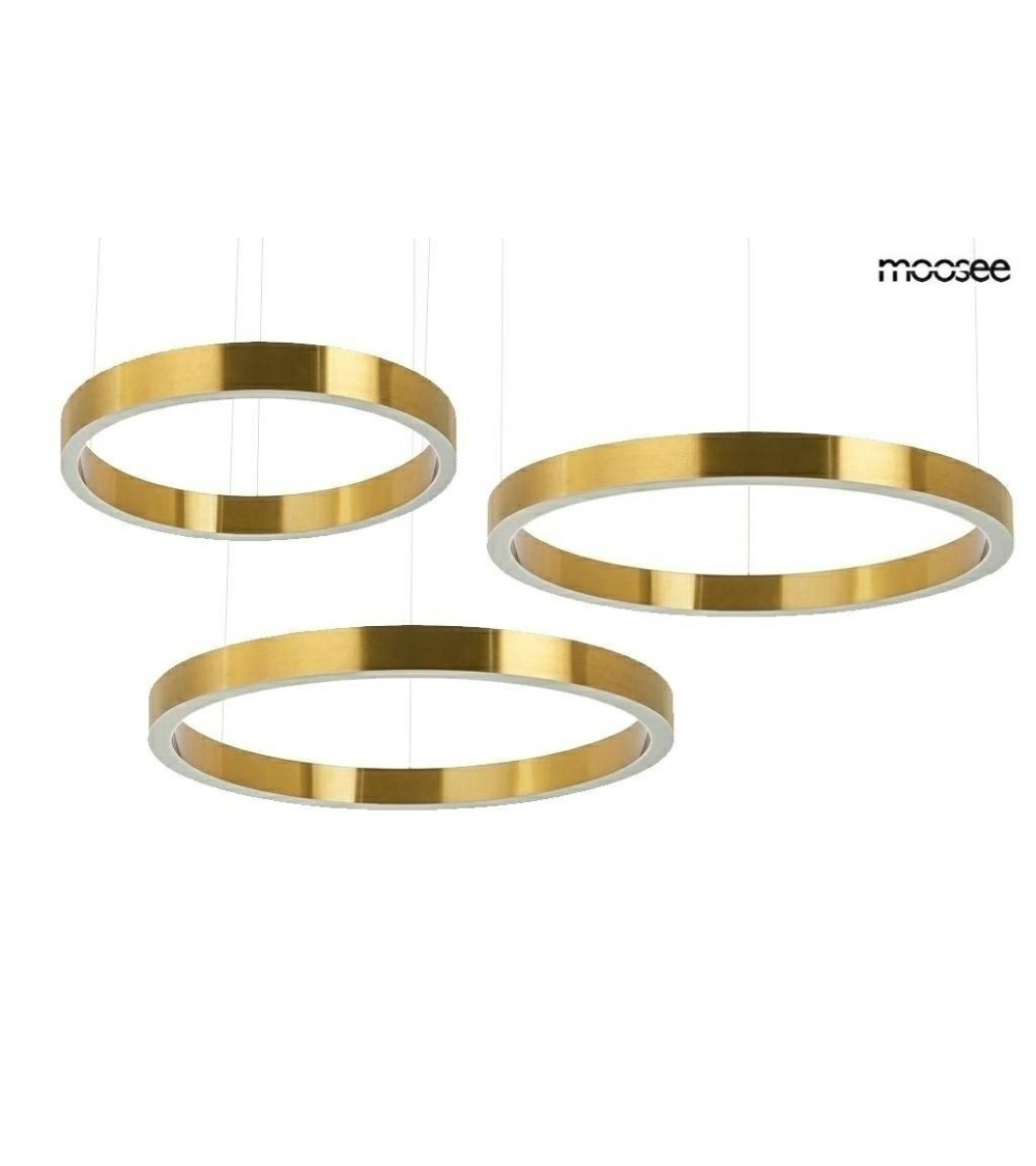MOOSEE lampa wisząca RING 60 + 80 + 80    złota na jednej podsufitce