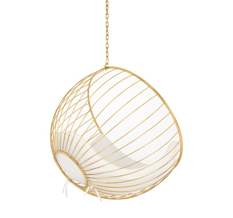 Fotel wiszący GABBIA złoty / beżowy